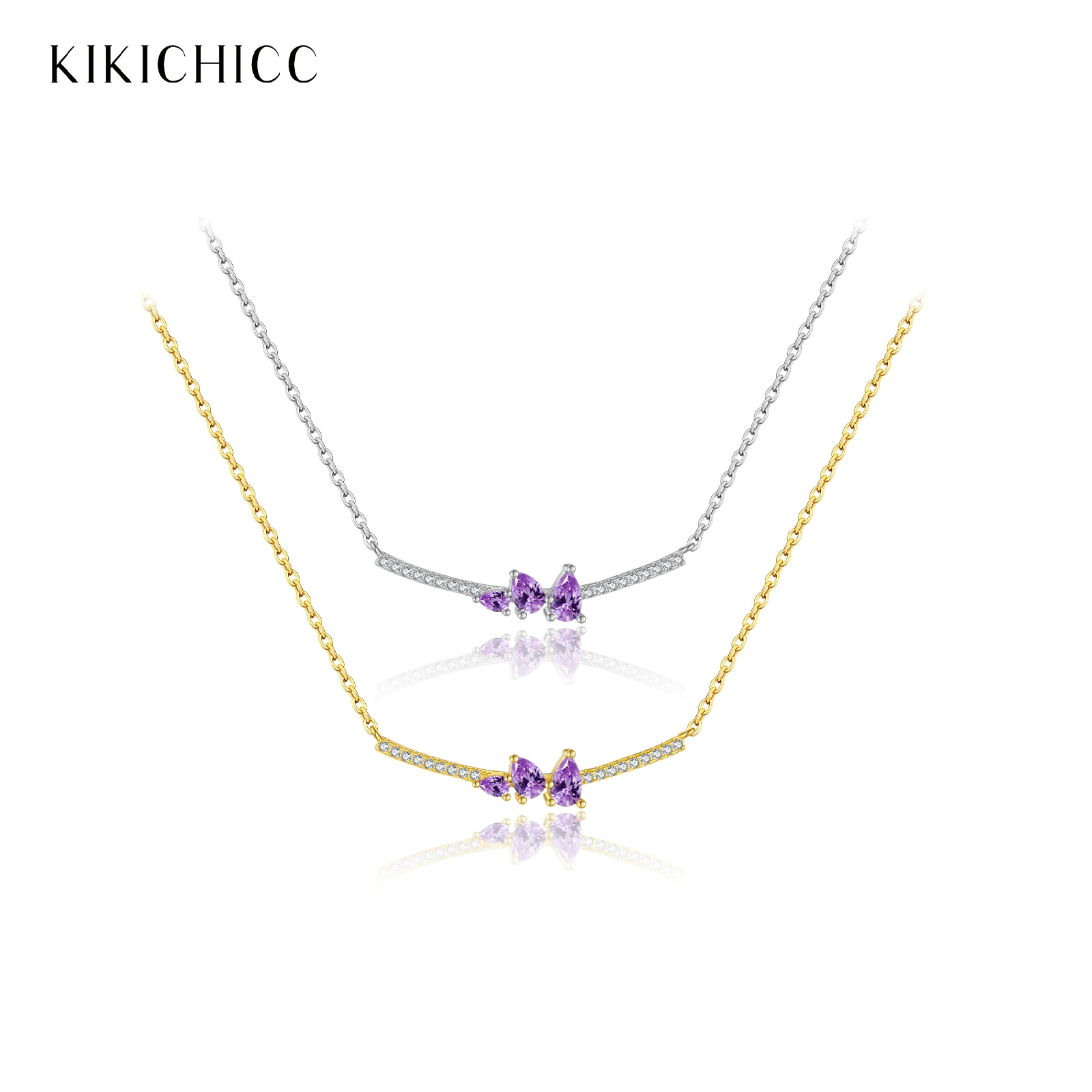 

KIKICHICC стерлингового серебра 925 пробы грушевидной формы фиолетовый циркон CZ длинная роскошная цепочка ожерелье 2025 винтажные женские украшения для свадебной вечеринки
