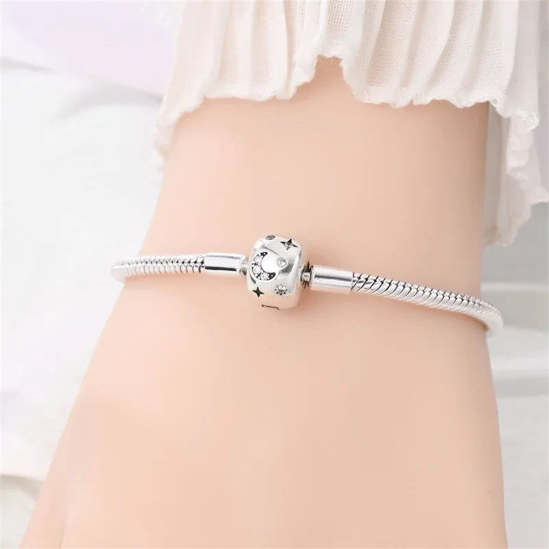 

925 Sterling Silver Starry Sky Bracelets Fashion High Quality For Women Girls Family Fit DIY Charms Blessing Party Jewelry
