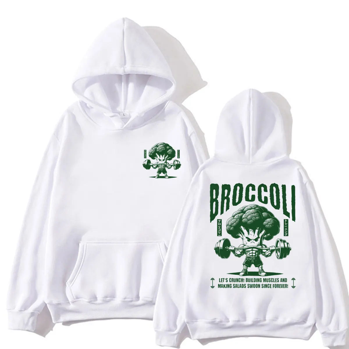 Funny Broccoli Fitness Building Muscles Hoodie Men Women Fashion Vintage Harajuku Long Sleeve Oversized Fleece Casual Tracksuit