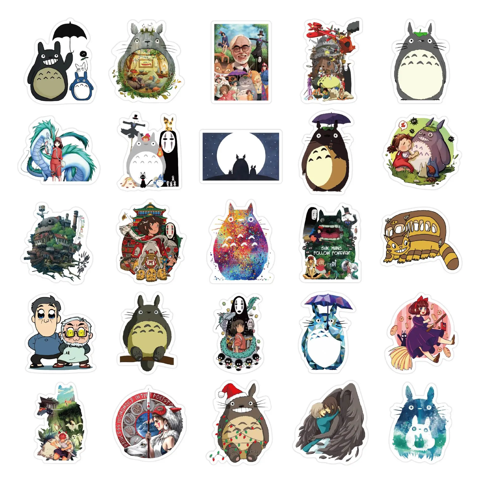 50PCS Miyazaki Hayao Japan Anime Cartoon Spirited Away Sticker Notebook Waterproof Stickers Decoration Supplies