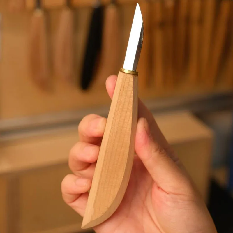 Fine Detail Wood Carving Knife Straight Edge Tool for Basswood DC53 Steel Cherry Wood Handle Carving Tool