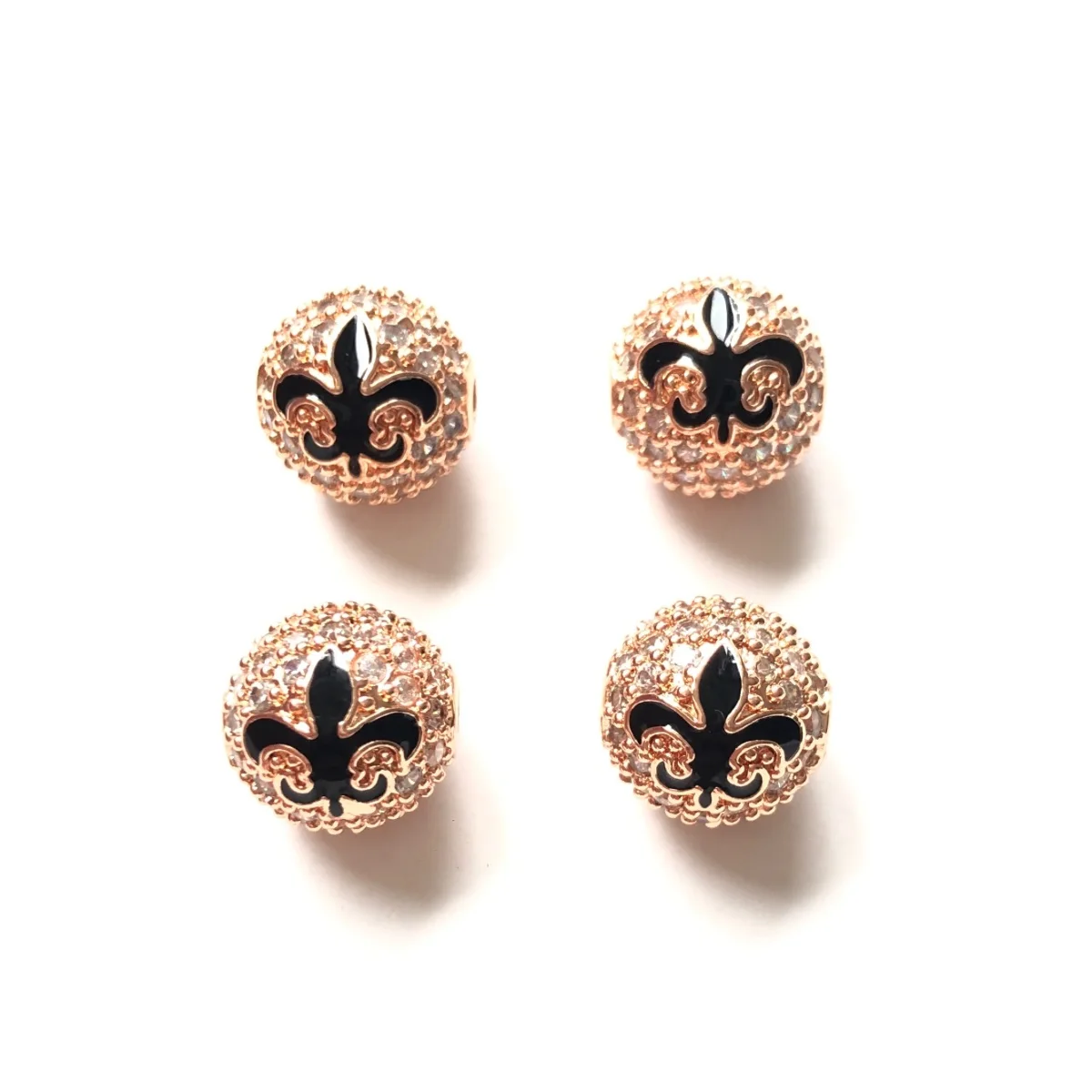 10pcs 10mm Enamel Fleur De Lis Round Ball Spacers Beads for Women Bracelets Necklace Making Louisiana Inspired Jewelry Accessory