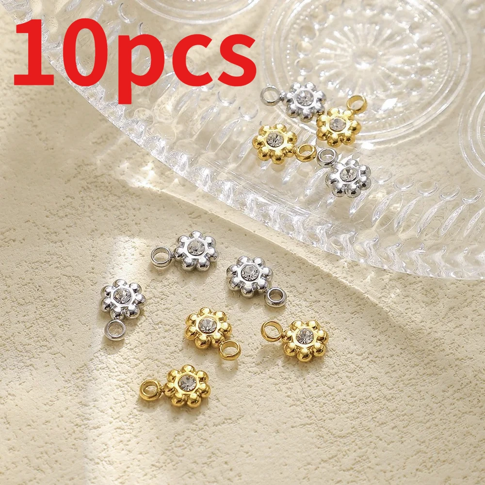 

10 шт., подвески в виде хрустального цветка, подвеска из нержавеющей стали золотого цвета для ожерелья, браслета, серег, аксессуары для изготовления ювелирных изделий