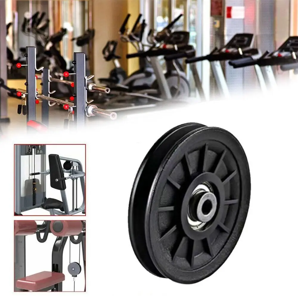 Fitness Equipment Parts Pulley Wheel Light Weight Cable Machine Part Nylon Pulley Black Good Wear Resistance Nylon Bearing