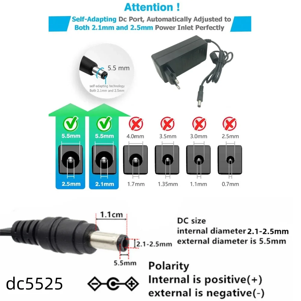 5V 6V 7V 9V 12V 24V Adapter Switch Power Supply 0.5a 1.5a 1A 2A 2.5a 3A 3.5a 4A 5A 6A Charger Converter Electric Source Adaptor