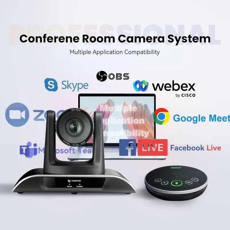 الكل في واحد غرفة الاجتماعات نظام كاميرا فيديو حزمة HD 1080P 60fps 3X زووم بصري USB3.0 كاميرا متحركة