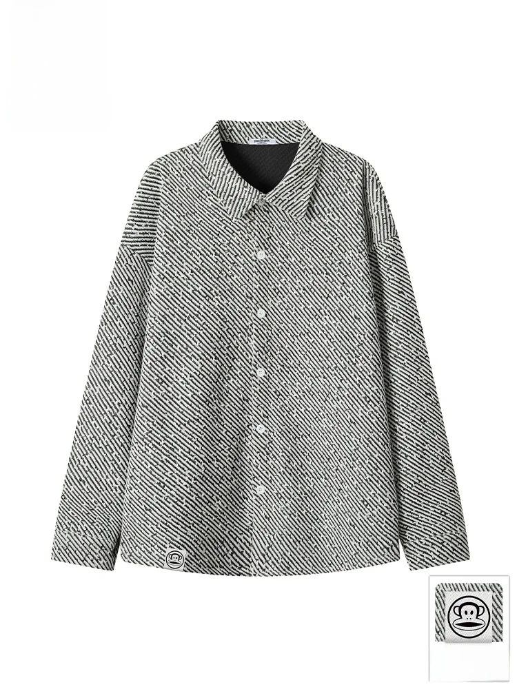 

PaulFrank American Sle Loose Men's Jaet Silver Tead Texture Casual irt Coat Autumn Season Youth Faion Outerwear