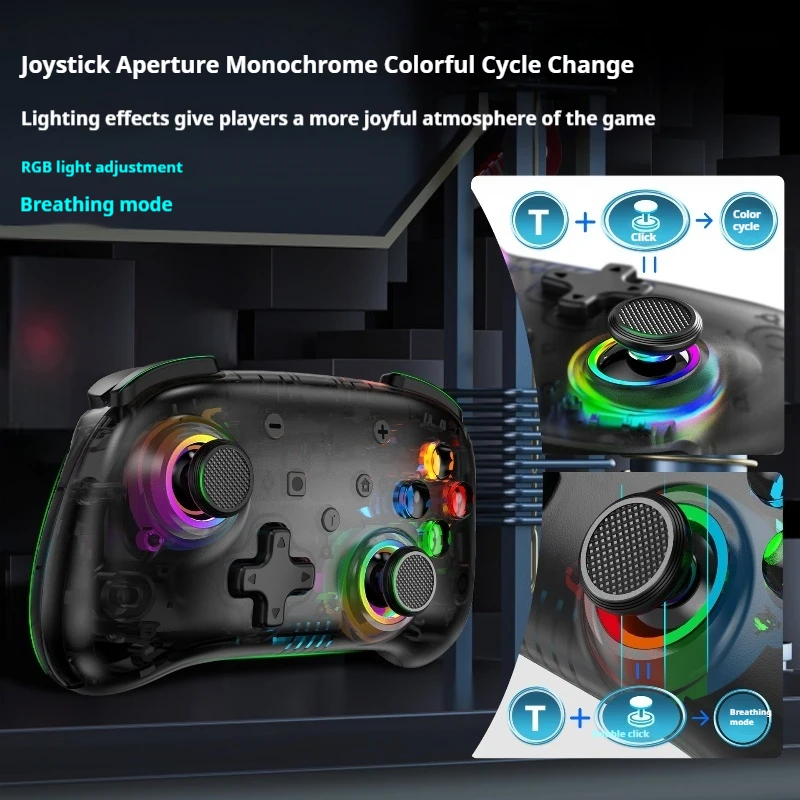 Linyuvo Wireless Controller With Metal Joystick Crystal Button Bluetooth Link Switch Proswitch Oled Light Controller Celeste