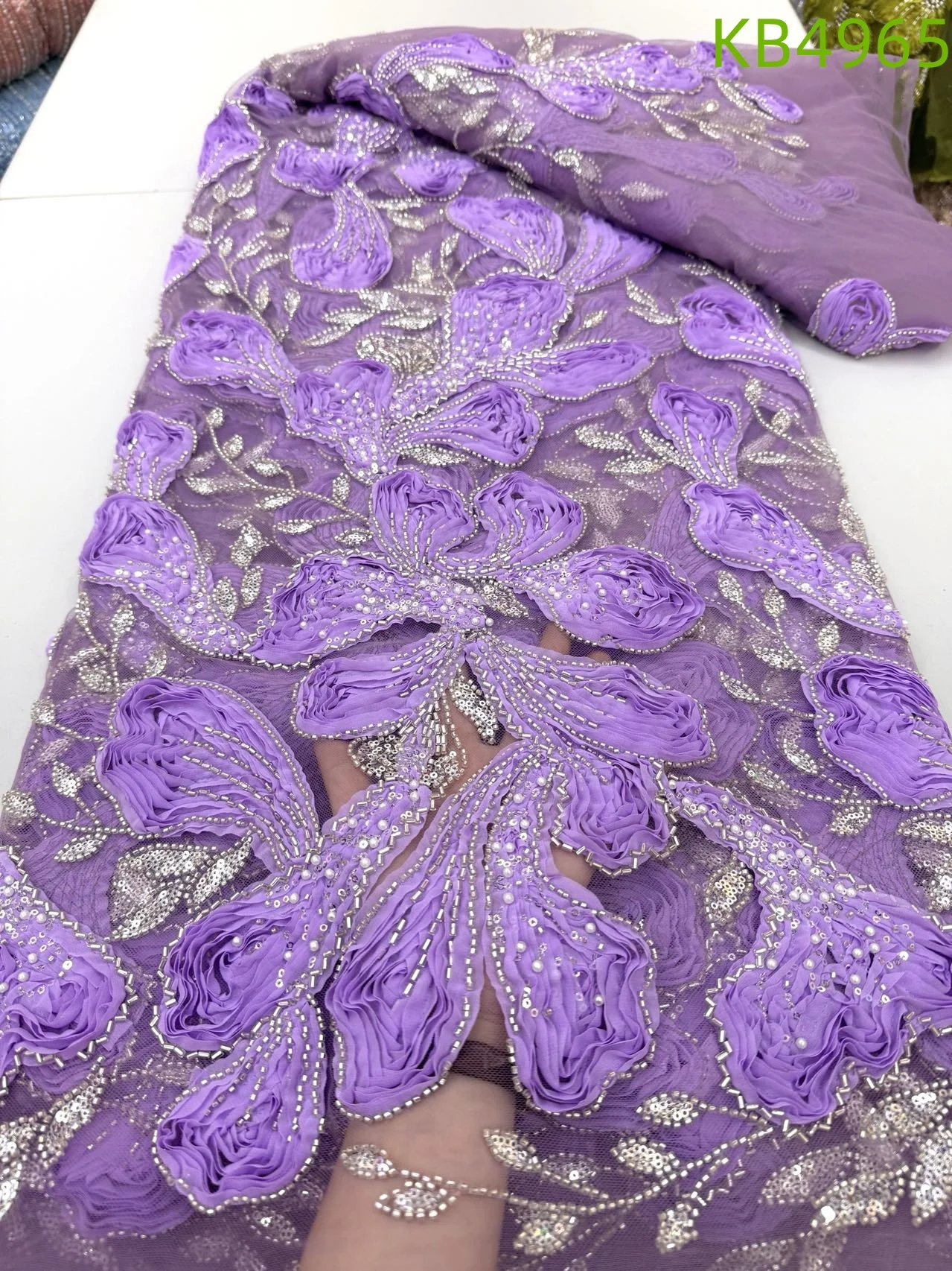 

Африканская кружевная ткань, 5 ярдов, высокое качество, 20225, красная кружевная ткань, расшитая бисером, французская сетчатая кружевная вышитая ткань для шитья KB4967