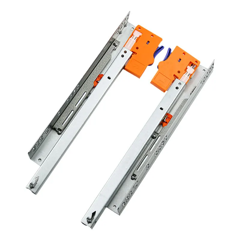 Two Hidden Bottom Support Damping Slide Handle Drawer Track Cabinet Furniture Wardrobe Slide Guide