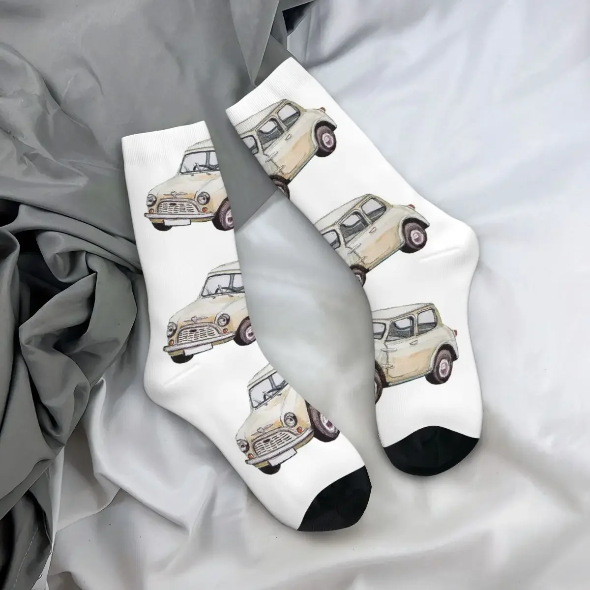 

Носки All Seasons Crew Stockings Classic White Mini Cooper в акварельном стиле, модные длинные носки для подарков на День святого Валентина