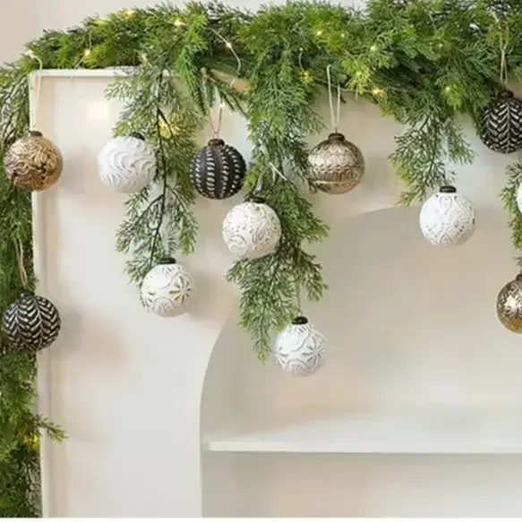 

12 шт., 8 см, винтажные рождественские украшения, елочные украшения, деревенский медный шар, украшения для рождественской вечеринки