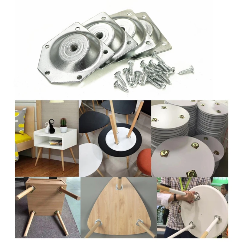 Angled Legs Fixing Plate Bracket Furniture Table Feet Set Screws Wood Connecting