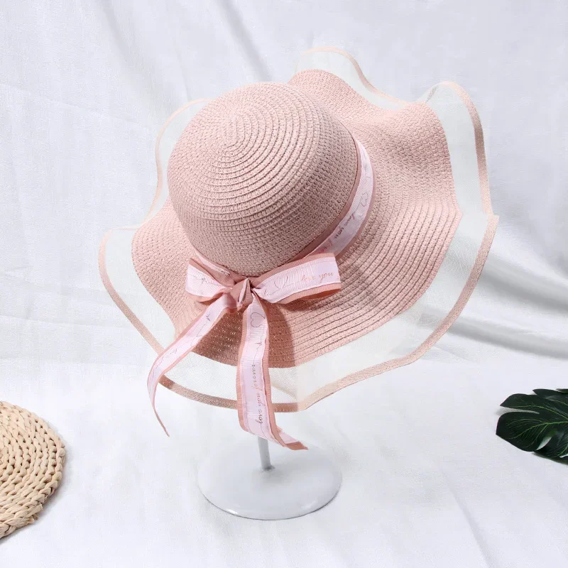 2020 Summer Straw Hat Women Big Wide Brim Beach Hat Sun Hat Foldable Sun Block UV Protection Panama Bone Chapeu Feminino