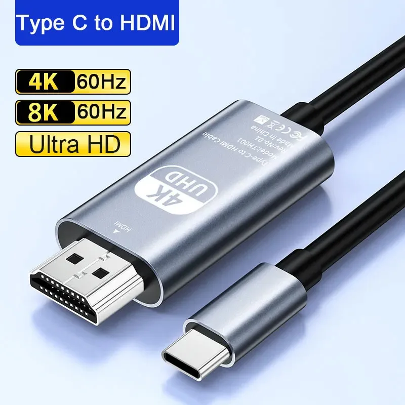4K 60Hz 30Hz USB C to HDMI Cable Type C Adapter HDTV Converter Cable for iPhone 15 TV Converter MacBook Air iPad Samsung Laptop