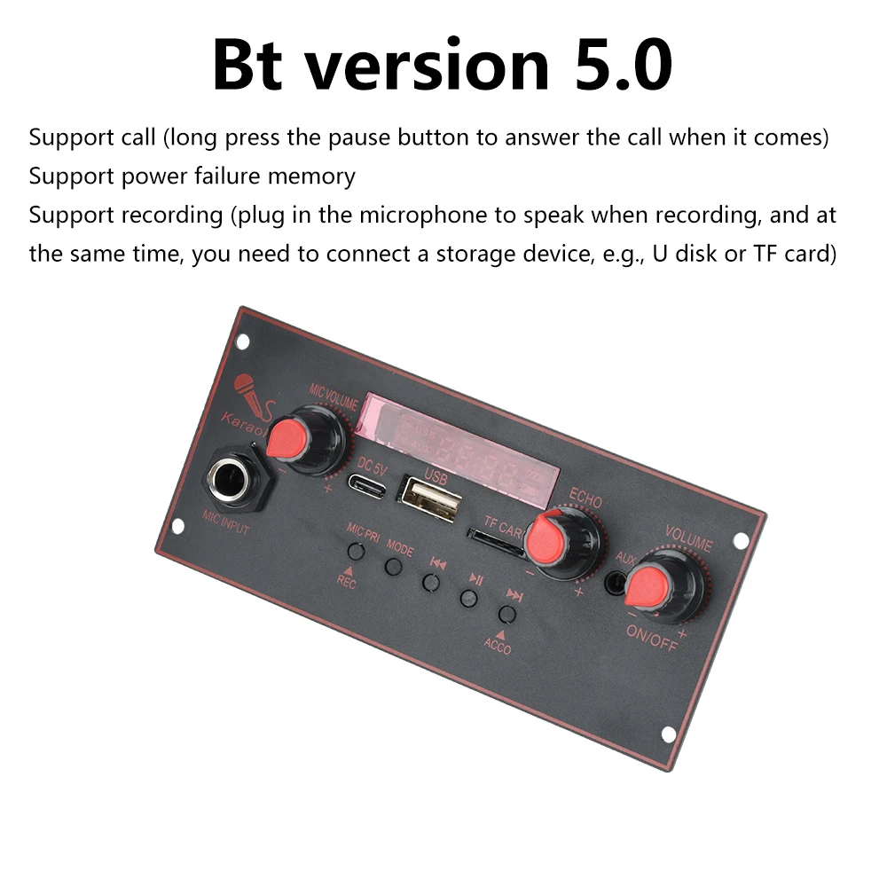 DC 3,7-5V Einkanal-BT 5.0 MP3-Decoder-Board 10W Verstärker Audio-Player MP3-Player Auto LINE-IN FM TF USB Mikrofon Aufnahme – Detail 14