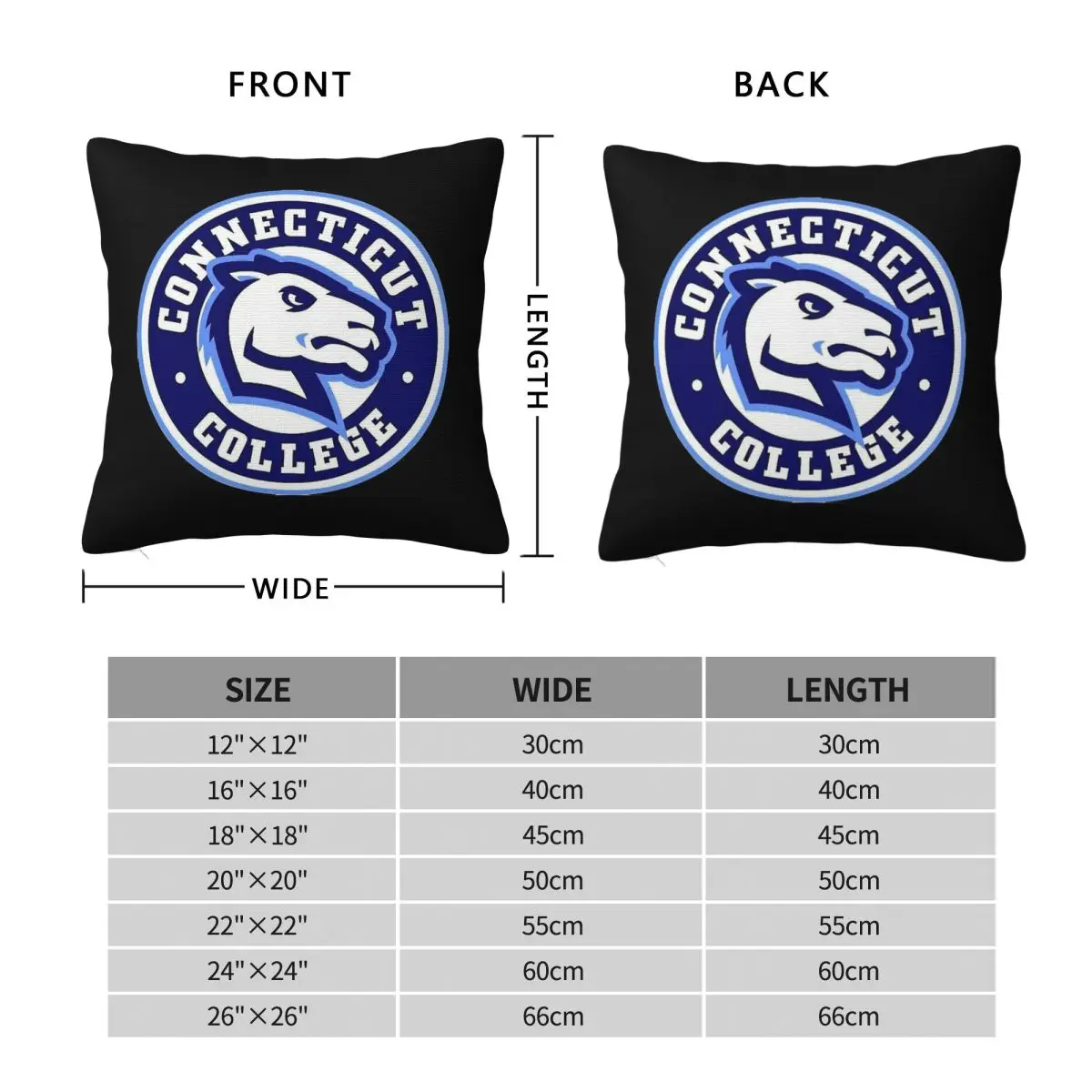 Connecticut College Camels Square Pillowcase Polyester Linen Velvet Pattern Zip Decor Pillow Case Sofa Cushion Cover 45x45