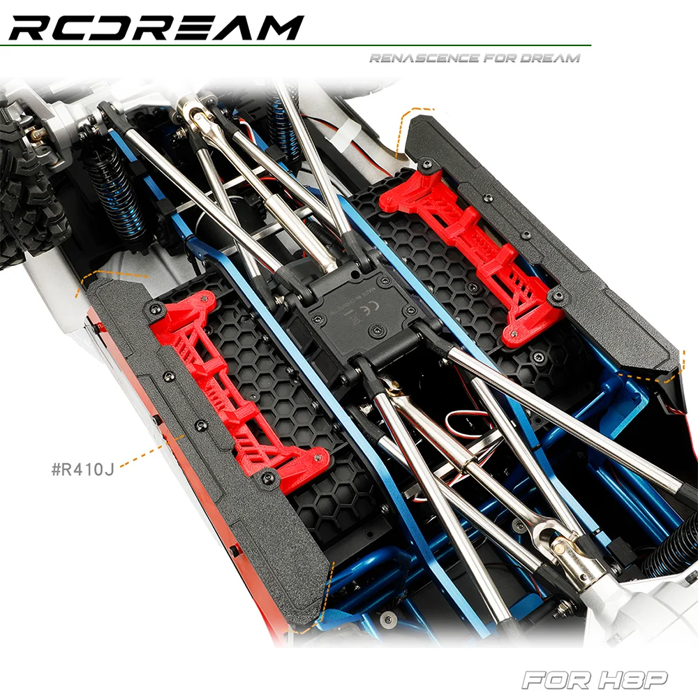 RCDream para 1/8 MJX H8P protección de pie de paso lateral barra lateral inferior carcasa de coche falda lateral accesorios protectores