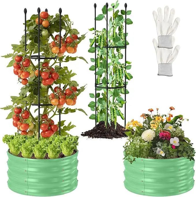 

Cross-border metal galvanized sheet planting box, climbing vine plant vegetable growing rack set
