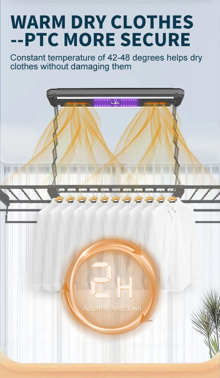 Intelligent Automated Ceiling Hanging Laundry Drying Rack Smart Clothes Dryer Electric Clothes Rack for Clothes