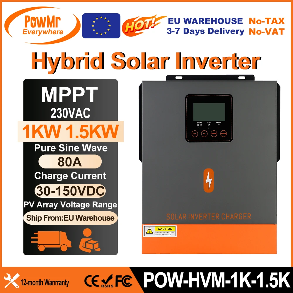 1KW 15kW Hybrid Solar Inverters 12V 24V V Pure Sine Wave With MPPT 80A Solar Charge Controller Max Panel 150VDC output