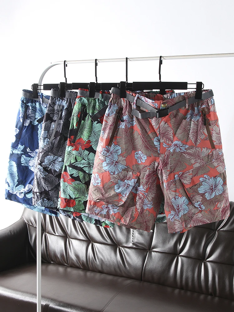 

Летние уличные повседневные брюки Qui Dry с цветочным принтом, мужские праздничные пляжные брюки, прямые брюки, молодежные активные брюки для дайвинга...