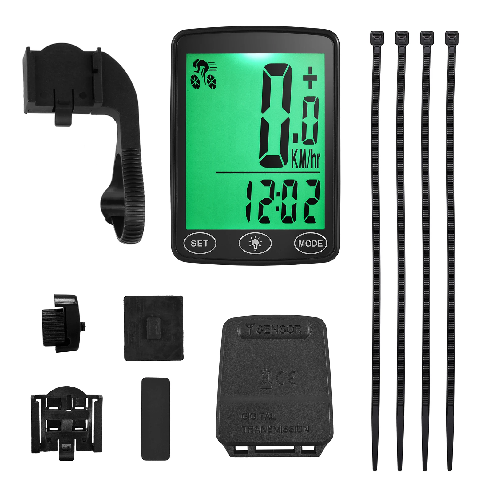 Waterproof Bike Computer with LED Backlight Bicycle Speedometer Odometer Calorie Counter and Temperature Display