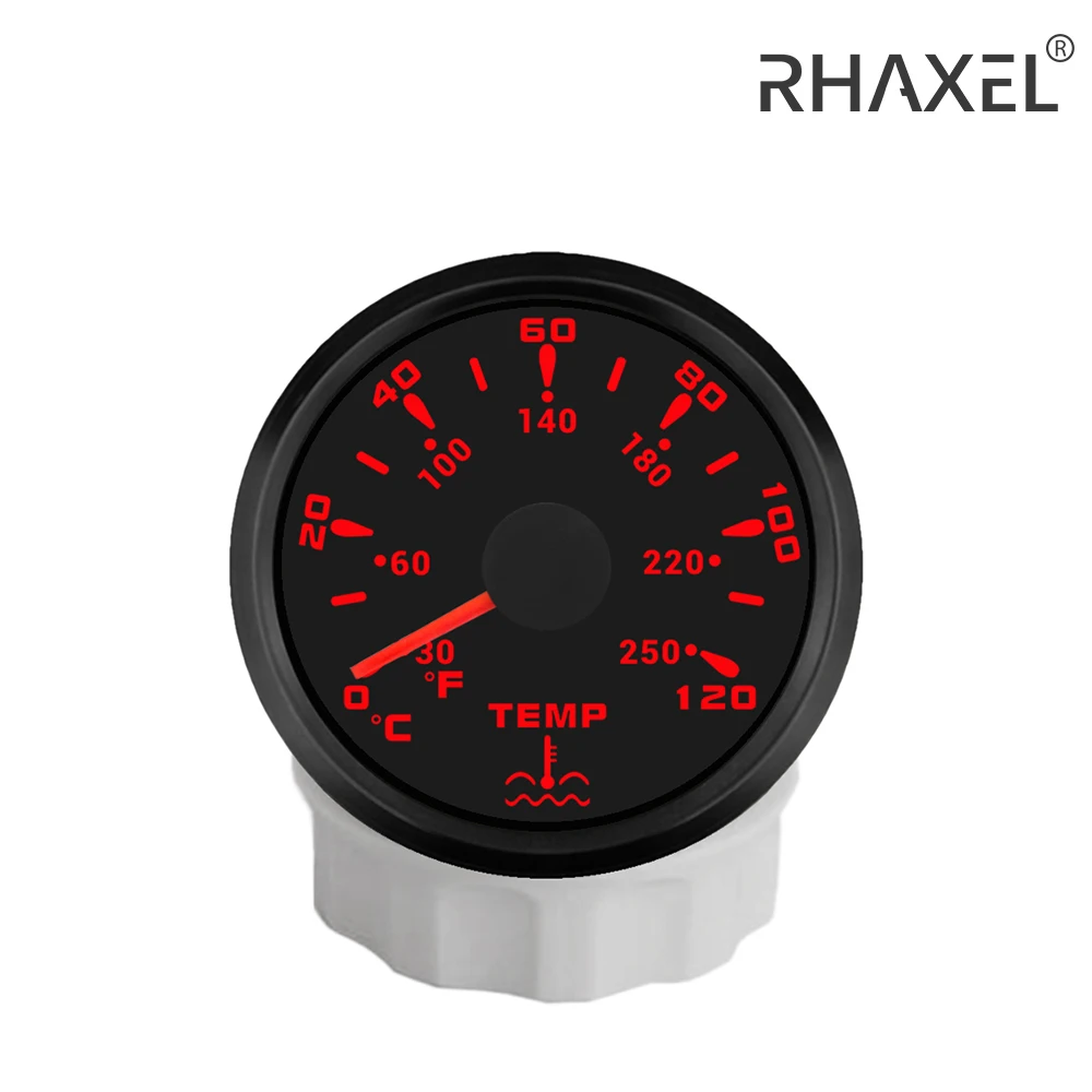 RHAXEL Car Truck UTV Boat 52mm Water Gauge Temperature Indicator with 7 Colors Backlight 12V 24V Waterproof