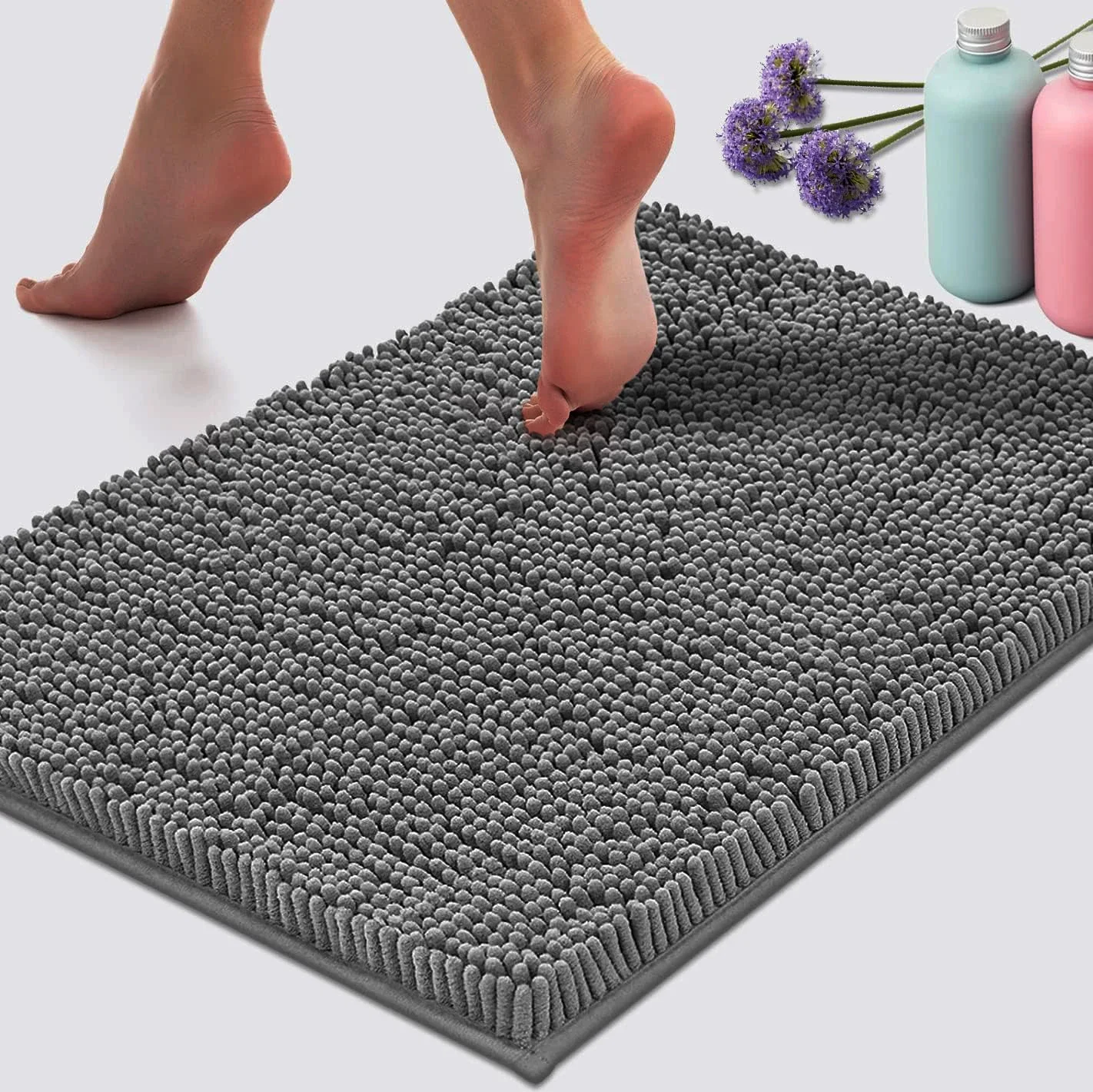 

Chenille Absorbent Soft Plush Bath Mat Machine Washable Non slip Bathroom Carpet Suitable for Bathtubs and Showers