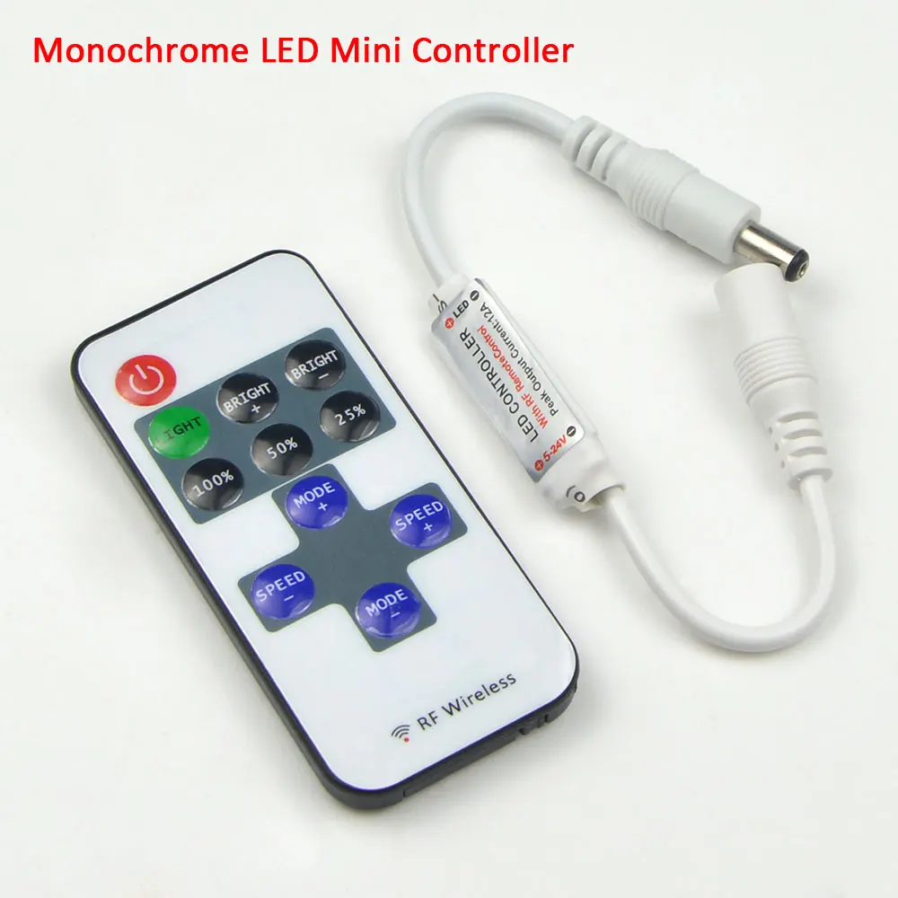 Mini Wireless RF Remote Control LED Dimmer Switch DC 12V-24V Brightness Dimmable Controller For Single Color LED Strip Light