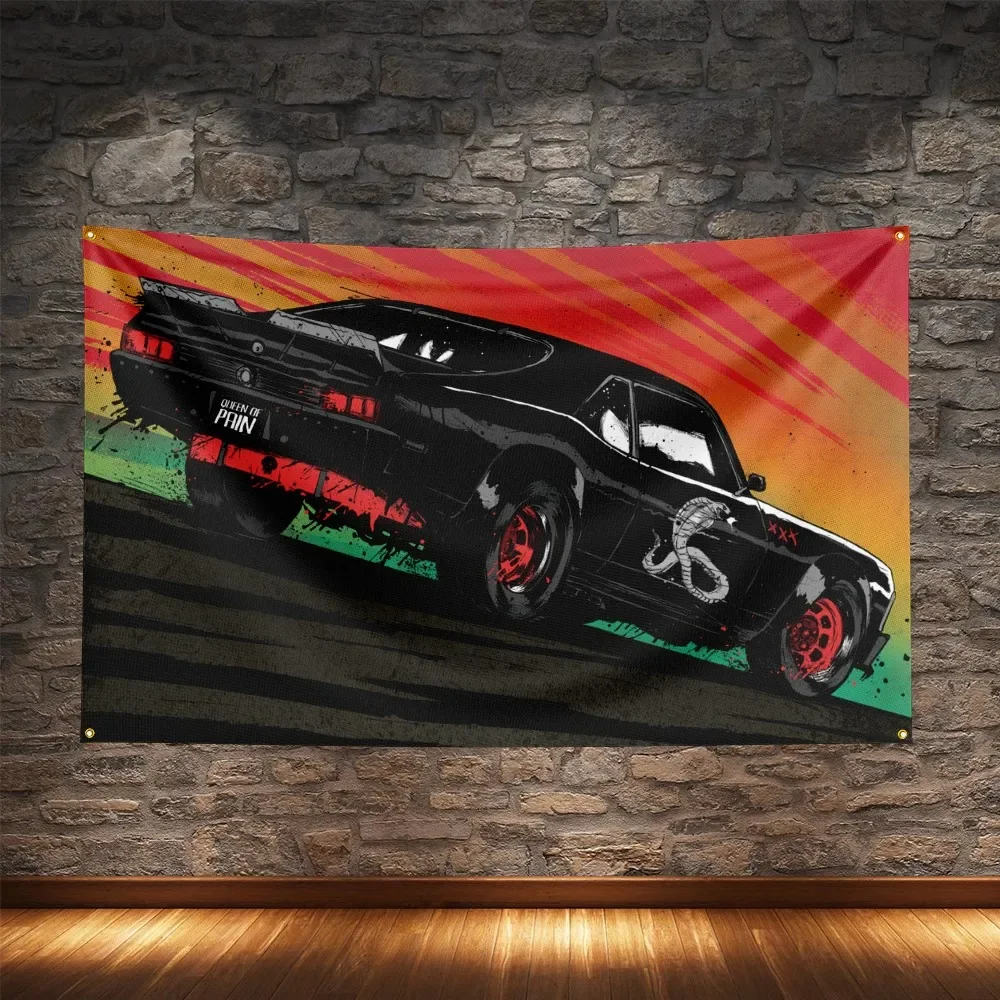 High-horsepower Super Racing Flag Polyester Digital Printing Modified Cars Culture Banner For Decoration