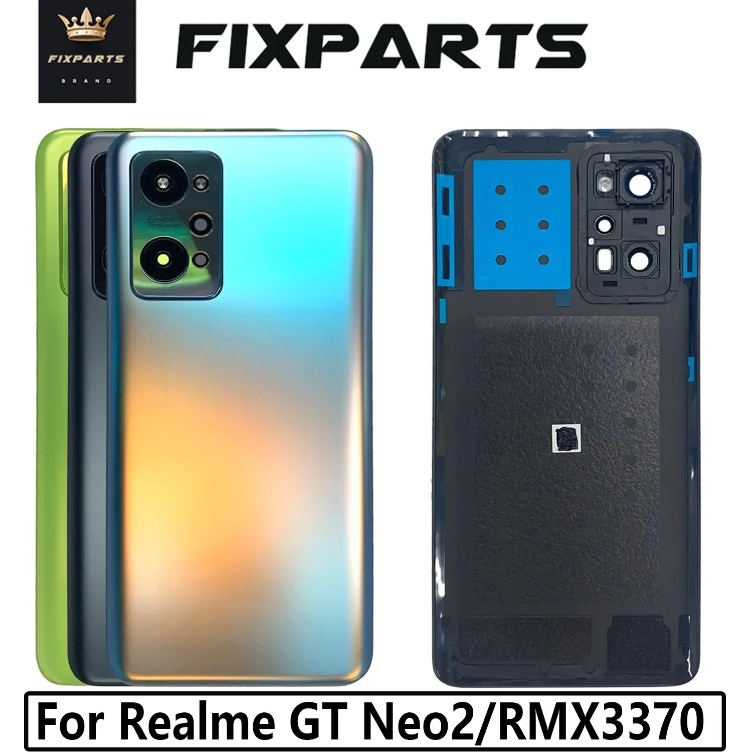 

For Realme GT Neo2 Battery Cover Rear Housing Door Glass Case Replacement RMX3370 For Realme GT Neo 2 Back Cover With Lens