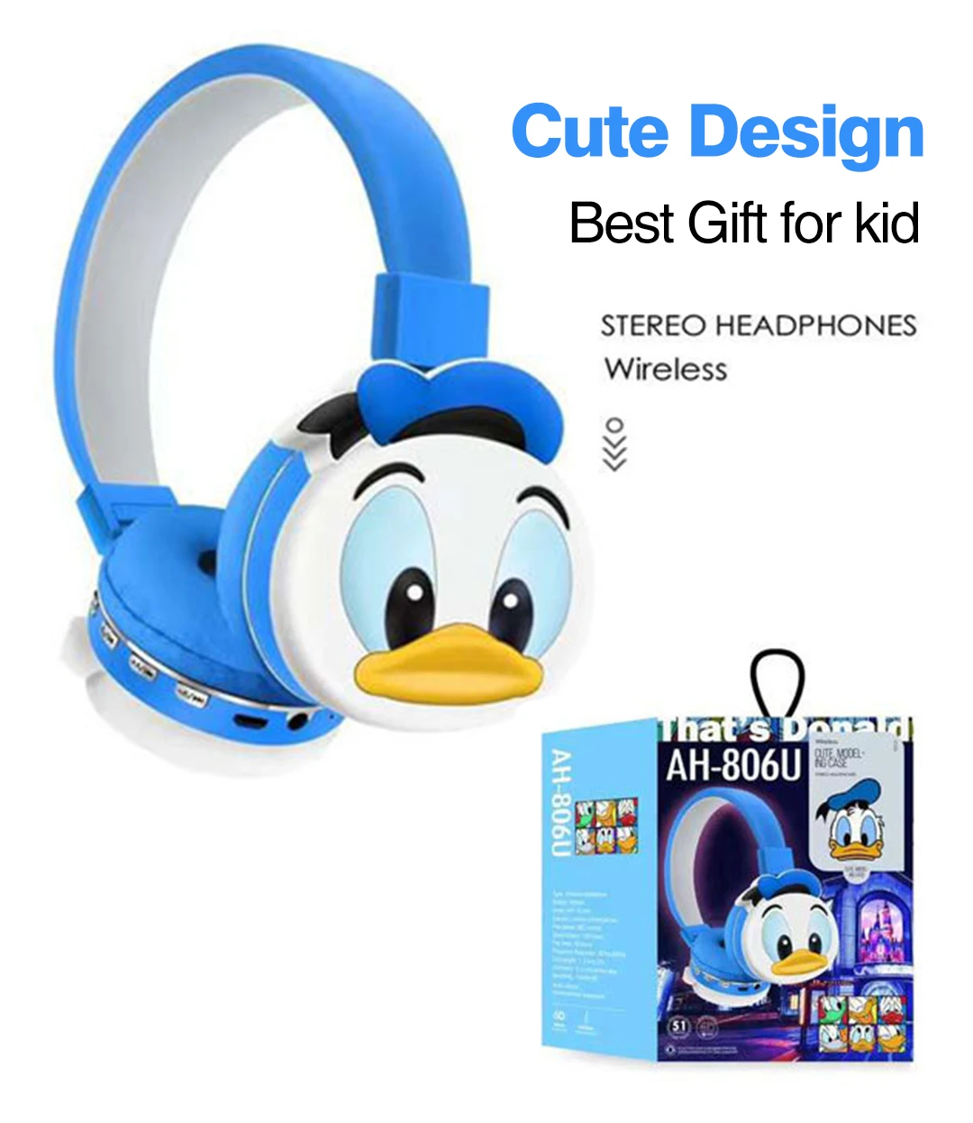 

Wireless Bluetooth Headset Cartoon Lovely Pattern Stereo Foldable Earphone Online Class Headset With Microphone Gift For Kid