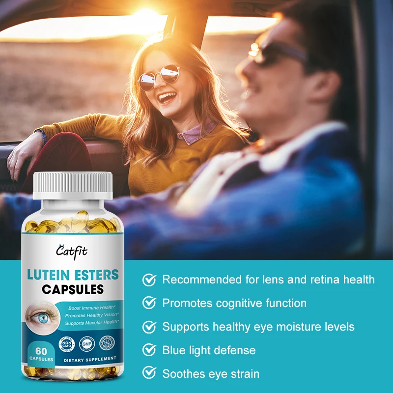 Capsules de lutéine naturelle pour les yeux, aide à la santé de la vision, aux poches oculaires, à la fatigue et au soutien de la santé des yeux