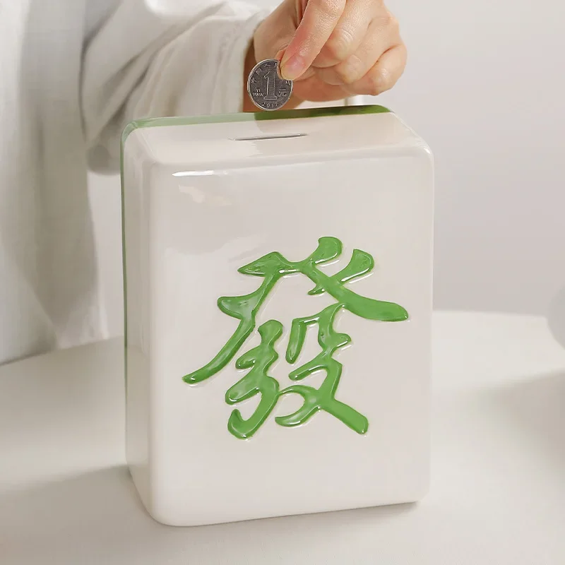 Mahjong Money Saving Pot Creative Gift with Hand Gift New Year Housewarming Gift Porch Decoration Home Decor Lucky