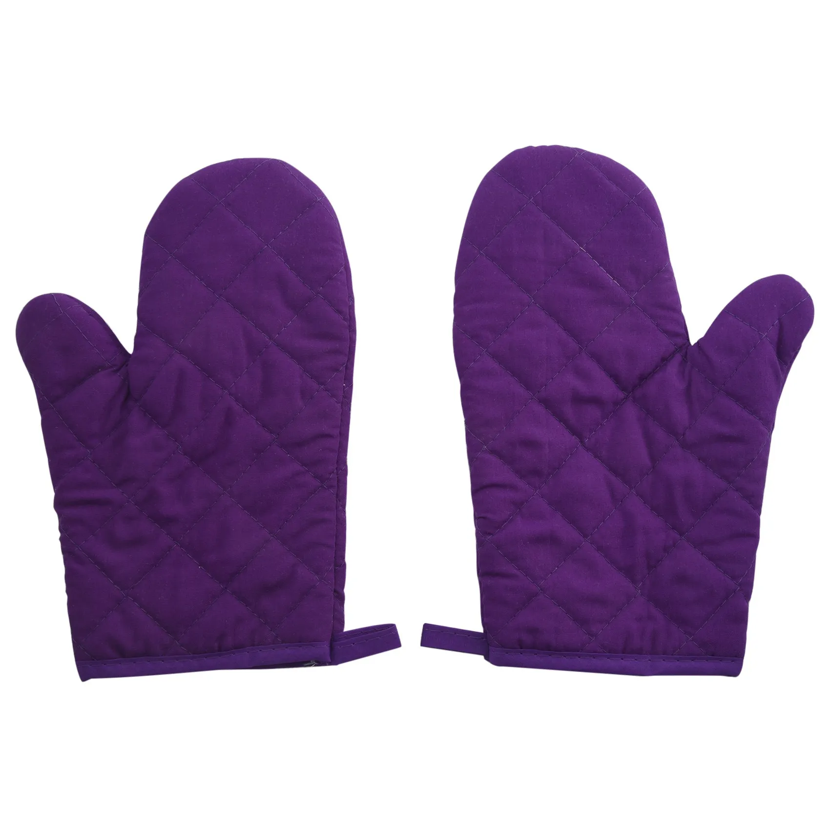 1 Pair Kitchen Craft Heat Resistant Cotton Oven Glove Pot Holder Baking Cooking Mitts Purple