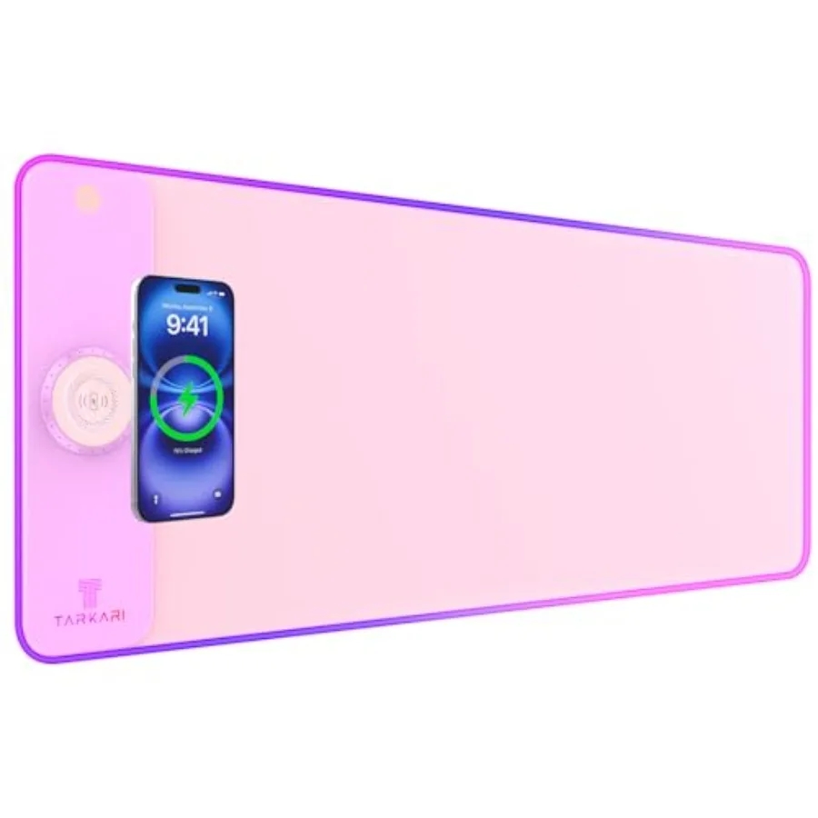 Magnetic Wireless Charging RGB Mouse Pad, Large Gaming Desk Mat, 31.5"x11.8" Waterproof Mousepad, Ultra-Smooth Surface, Non-Sli