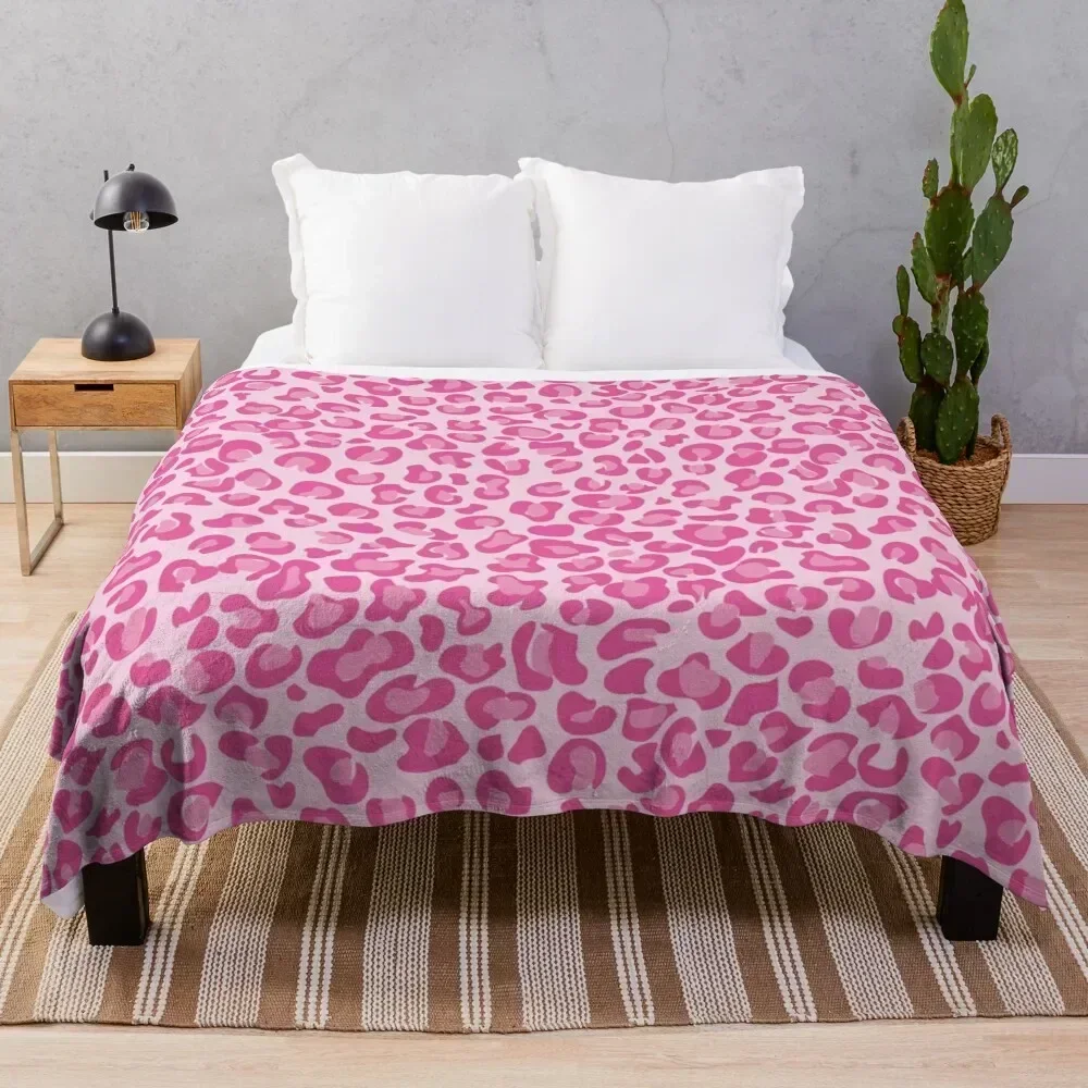 

Pink Leopard Print Throw Blanket Anti Shedding Soft Fuzzy Blanket for Home