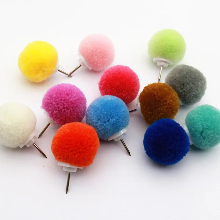 50pcs Decorative Standard Pin Cute Fur Ball Thumbtack Decorative Thumbtack Pushpins INS Decorative Painting Pin Push Pins Tacks