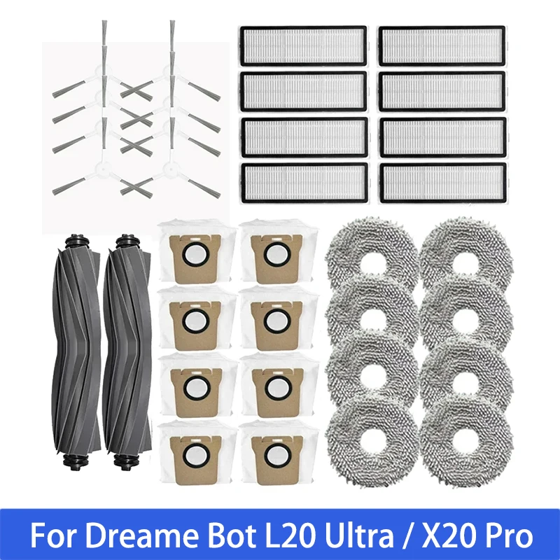 Dreame bot交換部品,メインブラシ,HEPAフィルター,モップ,集塵機,l20 ultra,x20 pro,l30と互換性があります