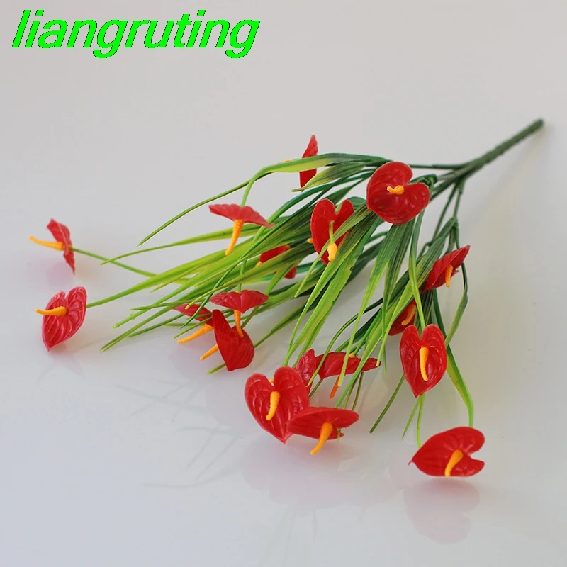 Artificial anthurium water plant 7 forks small Anthurium flame flower small fresh feel flamingo flower high branch plastic decor