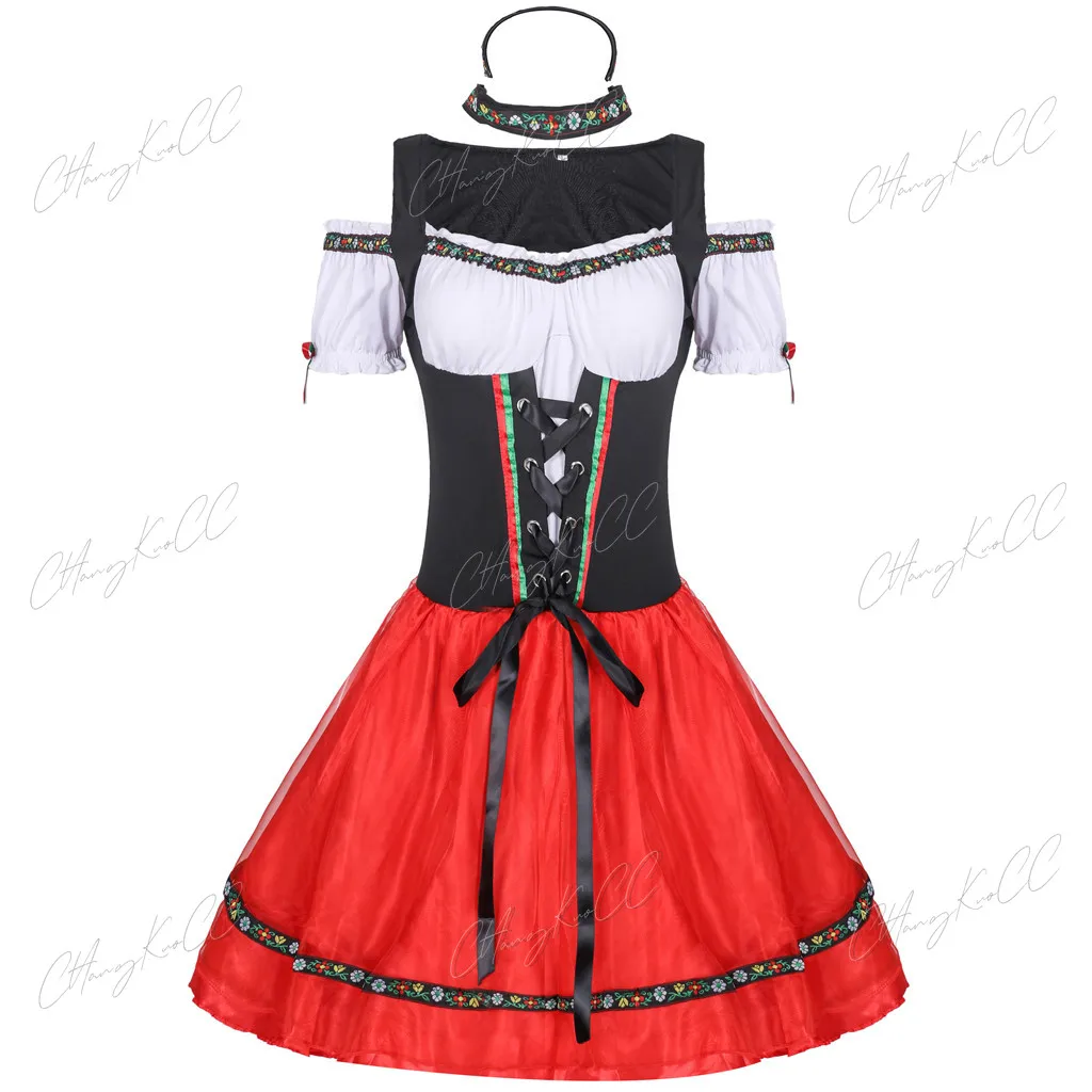 Karnawał Oktoberfest Dirndl kostium kobiet niemcy tawerna pokojówka dziewczęce strój kelnerki Cosplay Halloween fantazyjne przyjęcie