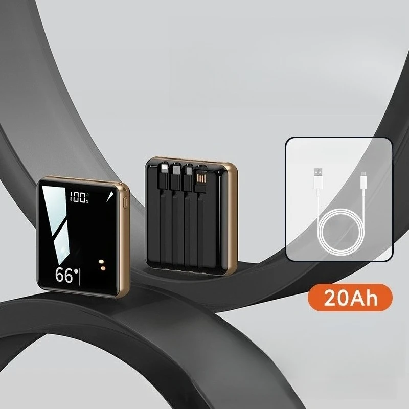 20000mAh New Portable Charger with Built-in Cable Super Fast Charging Large Capacity Portable Power Bank