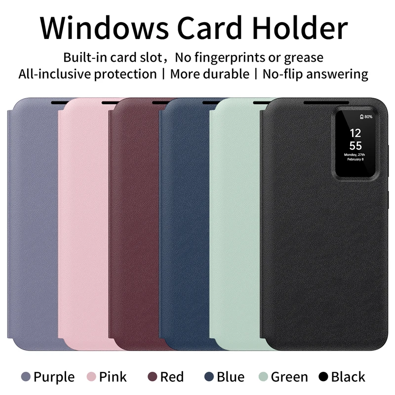 For Samsung Galaxy S25 Ultra,S25 Plus ,S25 Case Smart View Window PU Leather Wallet Flip-Free Answering Cover with Card Slot