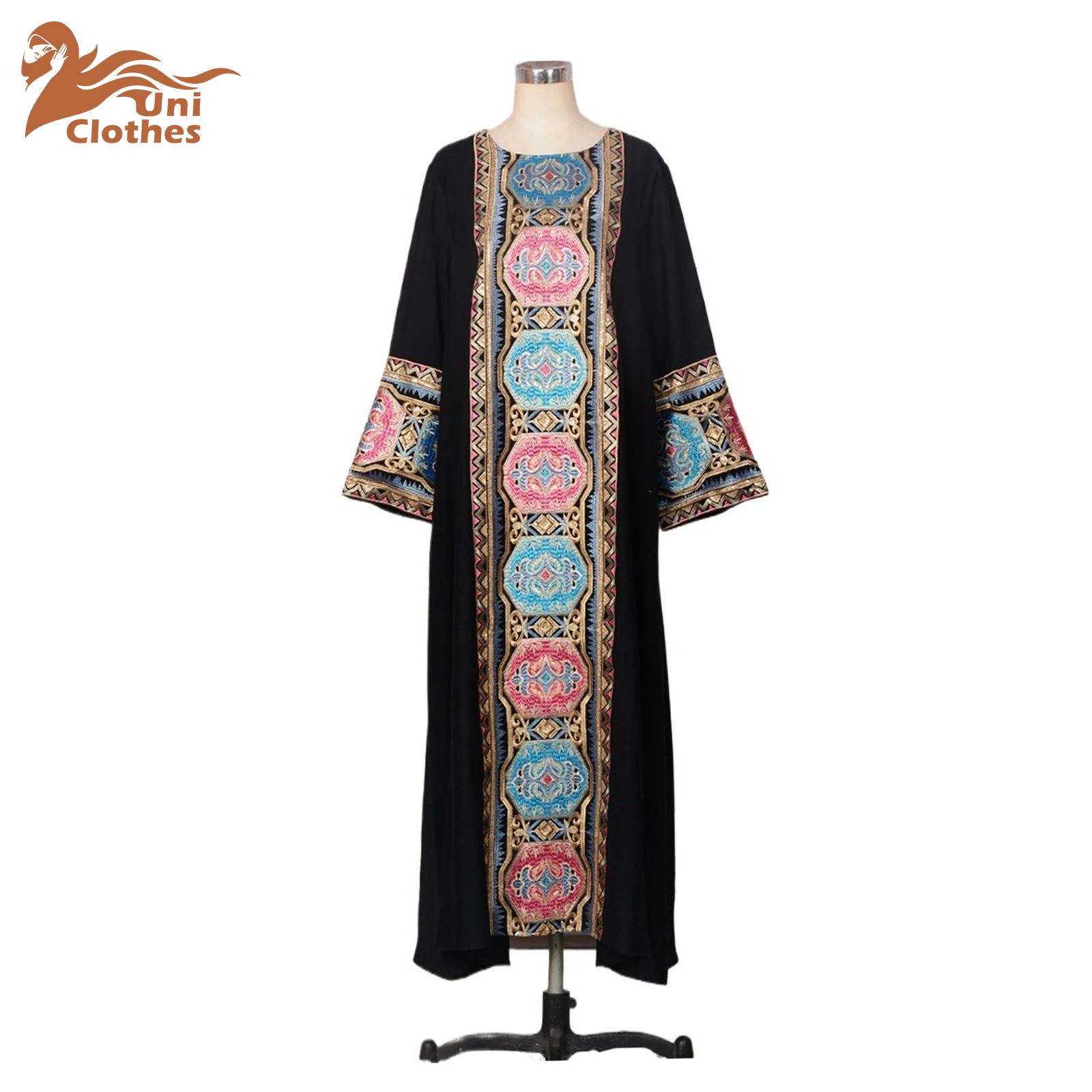 UNI 2025 Ramadan Muslim's Dresses Abaya Woman Eid Long Dresses Dubai Abaya Dubai luxury Dress Embroidery Robe Islam Jalabiyat