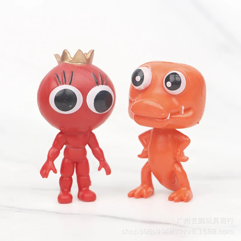 1 ensemble de figurines de dessin animé Rick pour enfant, statuette de monstre rose et bleu, ornements de gâteau, jouet cadeau