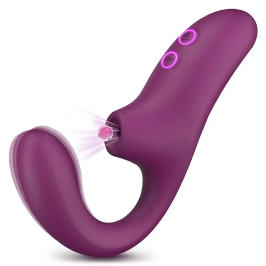 Clitoral Sucking Vibrator for Women, 2-in-1 G Spot Sucker and Dildo Vibrators with 10 Suctions and Vibrations, Waterproof Flexi