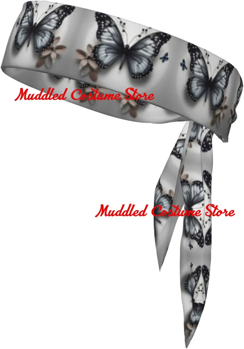 

Серый бирюзовый цветок с принтом бабочки, двусторонняя спортивная повязка на голову, регулируемая спортивная повязка на голову, многофункциональная спортивная повязка