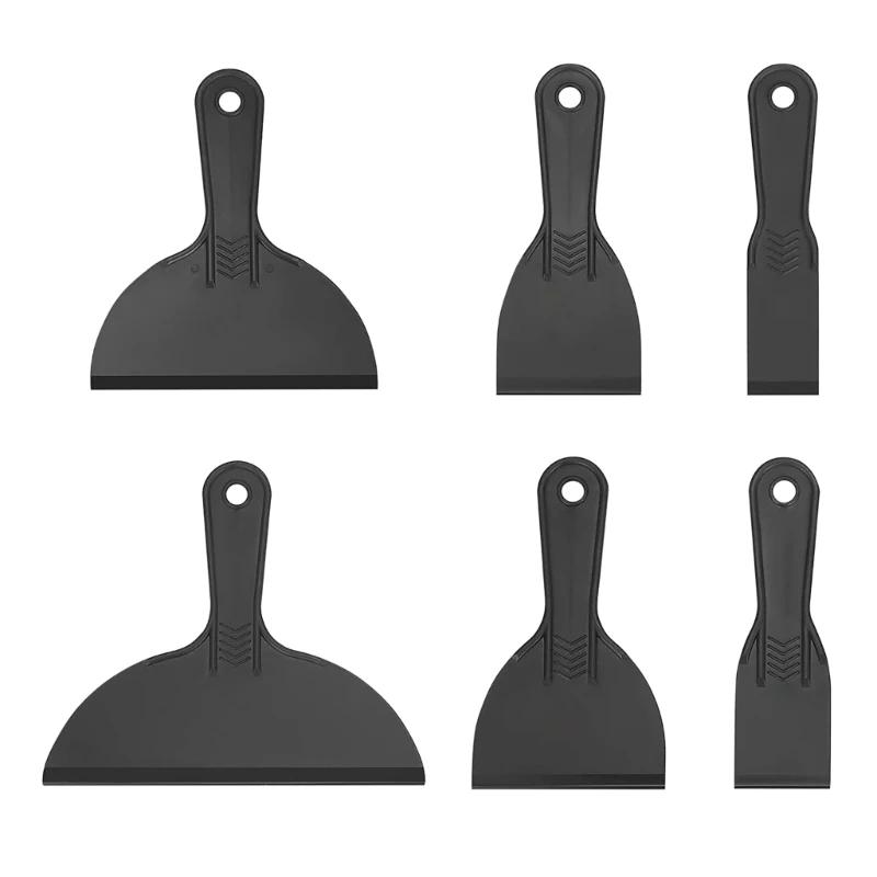 

Smooth Surface Putty Knife Set 6 Sizes Plastic Spatula Scrapers for Wall Papering, Repair, and Paint Scraping