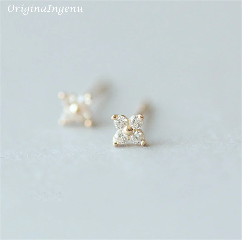 Solid 9K Gold Tiny Flower Stud Earrings Dainty Women Stunning Earrings 9k Gold Jewelry Minimalist Tarnish Resistan Fine Jewelry